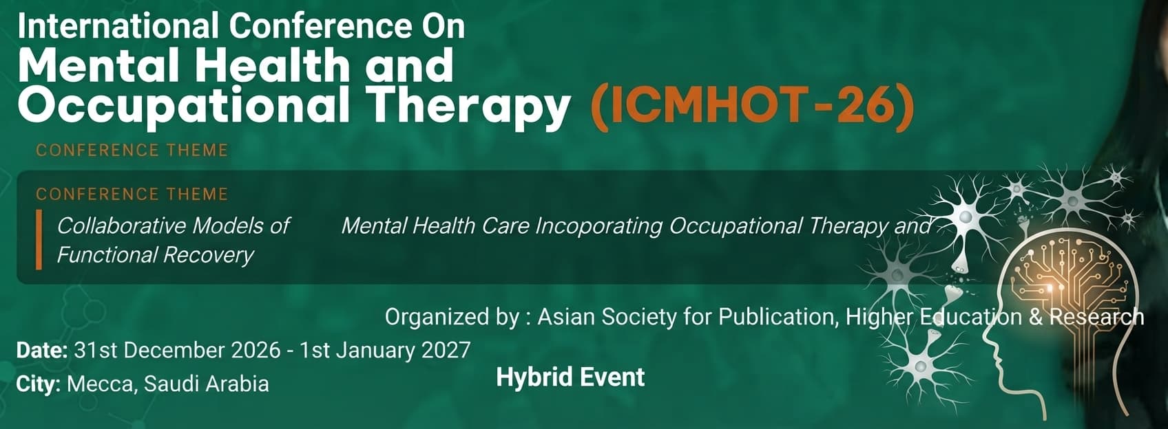 International Conference on Mental Health and Occupational Therapy (ICMHOT- 26)